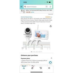 Peteme Baby Monitor 5” Lcd Display With 1080p Pan/tilt 2x Zoom Camera